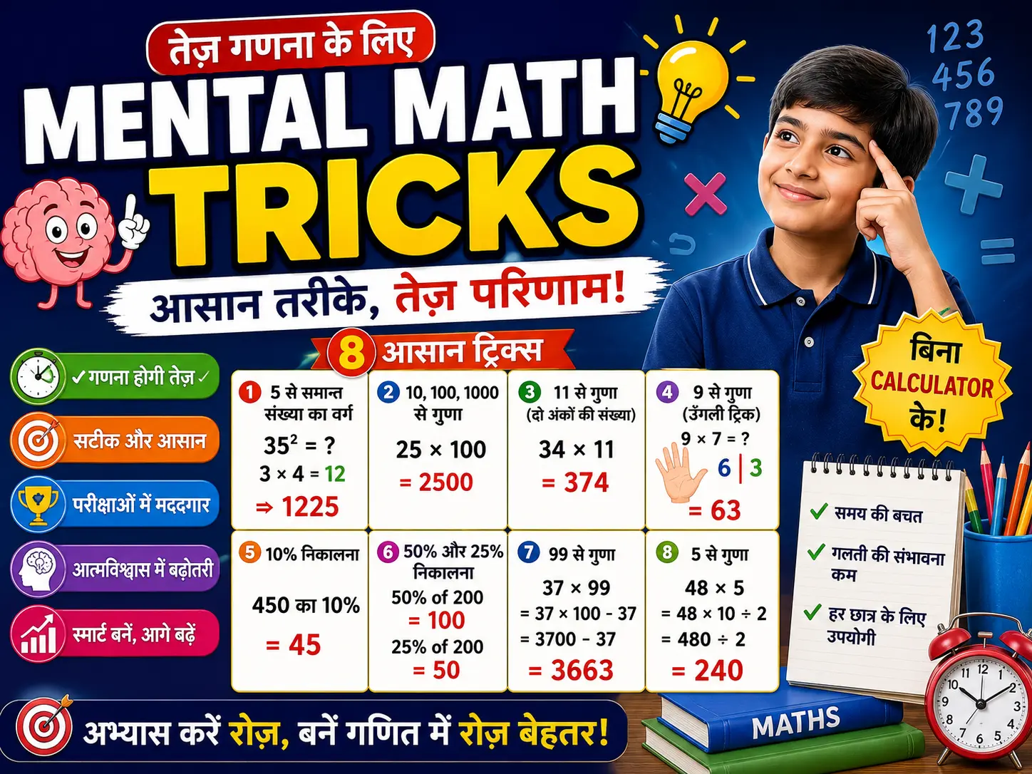 तेज़ गणना के लिए 8 आसान Mental Math Tricks